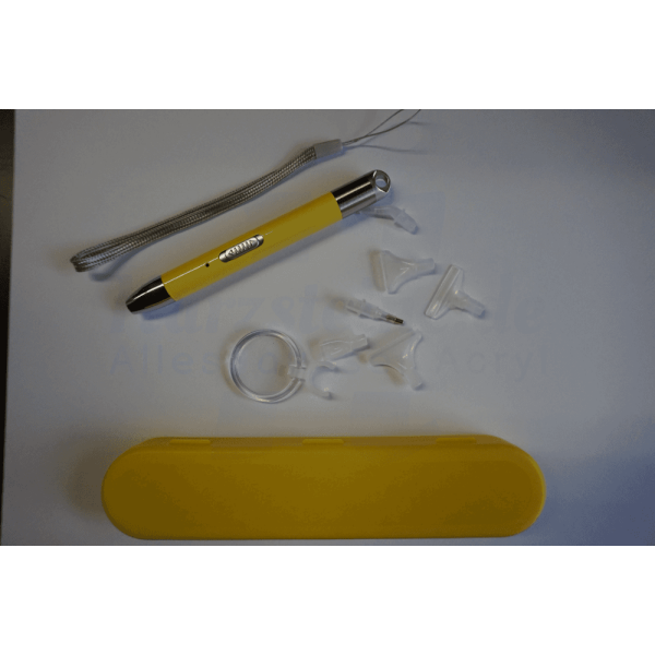 LED Stift mit USB-Kabel, Aufbewahrungsbox & Lupenaufsatz für Diamond Painting Gelb